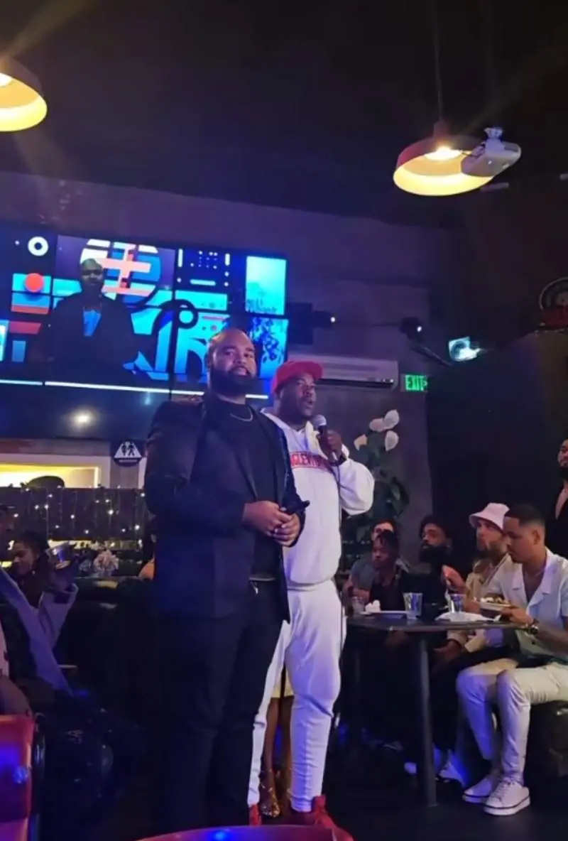 D’Antré addressing the room at the Trendy premiere