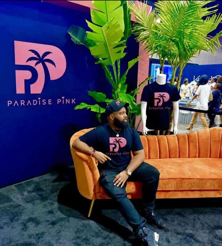 D'Antré Cole at the Paradise Pink booth